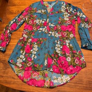 NWOT Vintage J Peterman Bright Floral Tunic in Perfect Condition, Marked Sz 16 *